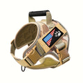 Tactical Dog Harness with Hook-and-Loop Flag Patch – Military Style No-Pull Adjustable Pet Vest for Small Medium Large Dogs, Camouflage & Khaki Outdoor Working Dog Harness, Sizes S M L XL
