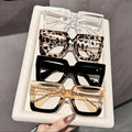 4 Piece Women's Square Fashion Glasses Set – Tortoiseshell Clear & Rose Gold Lightweight Plastic Frames, Stylish Decorative Eyewear for Office Home & Parties, Gift for Women