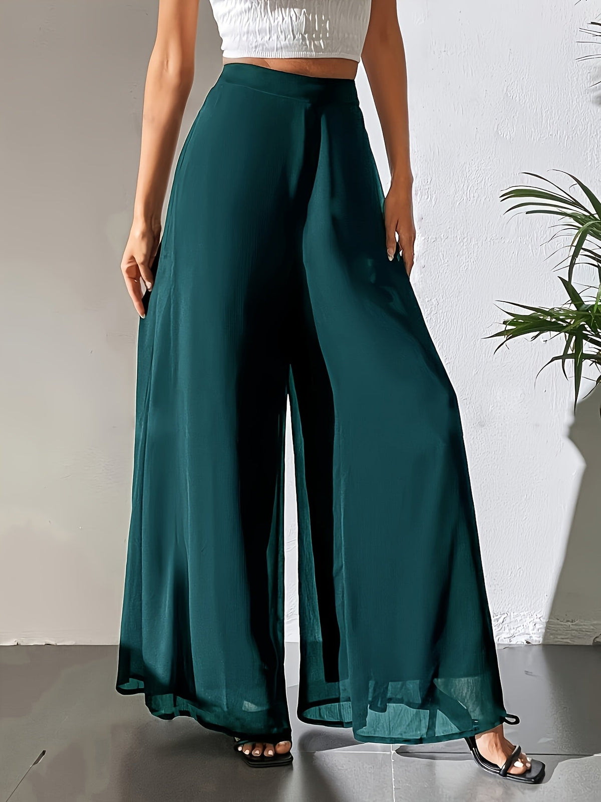 Women's Wide Leg Pants Casual Elastic Waist Lightweight Loose Long Pants for Women All Seasons Comfortable Fit Multiple Colors S-XXL