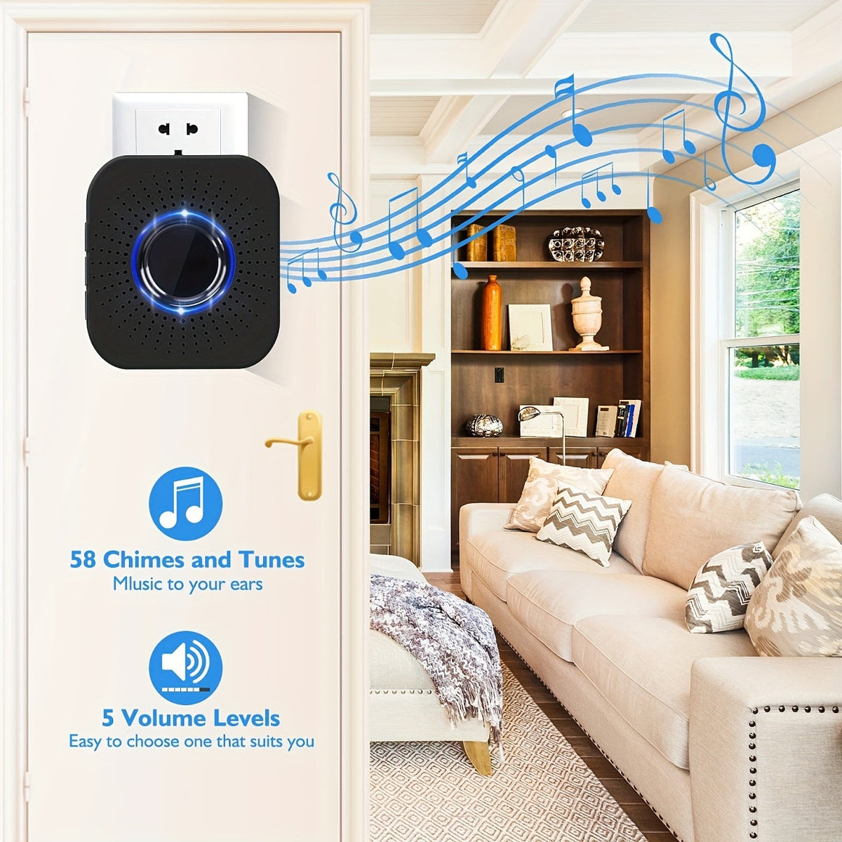 Wireless Video Doorbell Camera with HD Night Vision, Motion Alerts & Two-Way Audio – Smart WiFi Doorbell, Remote Mobile View, Voice Changer, Rechargeable Battery, 2.4GHz, Home Security