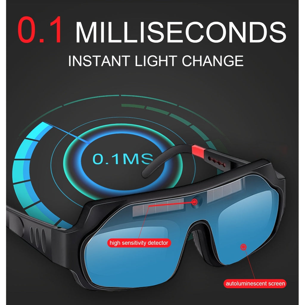 Auto-Darkening Welding Goggles True Color Lens Anti-Glare Safety Welding Glasses for TIG MIG MMA Plasma Lightweight Photochromic Welder Glasses with Flame-Retardant Frame & Elastic Headband