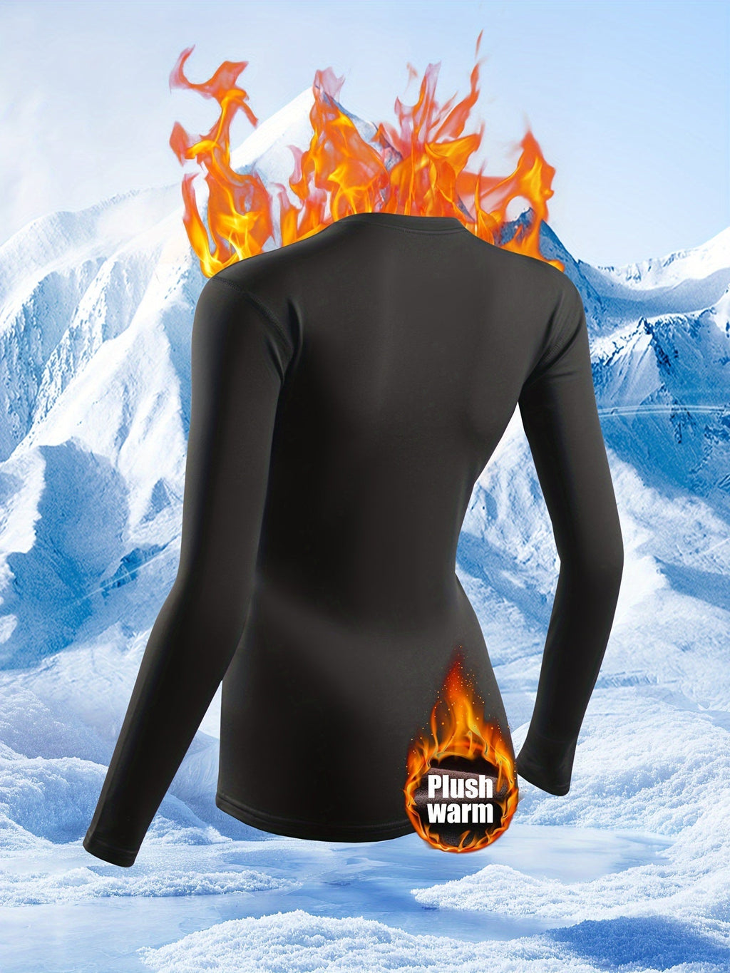 Women's Thermal Underwear Set 2 Piece Fleece Lined Leggings & Top, Compression Base Layer for Winter Sports Skiing Yoga Cycling, Warm Activewear Loungewear Sleepwear for Cold Weather