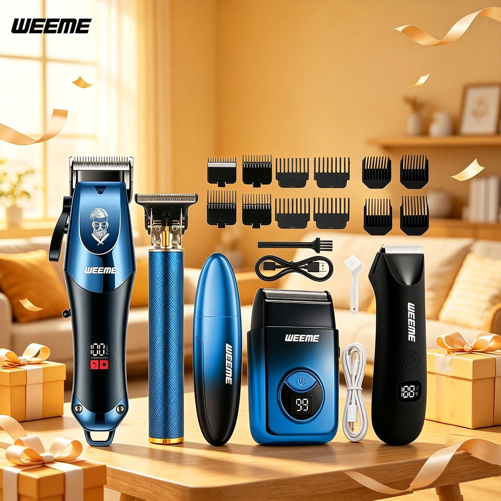 Men's Electric Hair Clipper Grooming Set USB Rechargeable Cordless Nose Hair Trimmer Shaver Kit 2/4/5-Piece Professional Lithium Battery Father's Day Birthday Gift for Men Home Barber