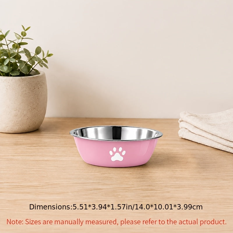 Stainless Steel Pet Bowl with Non-Slip Base – Colorful Printed Food & Water Dish for Cats and Dogs, Durable Easy-Clean Feeding Bowl for Small Medium Large Pets