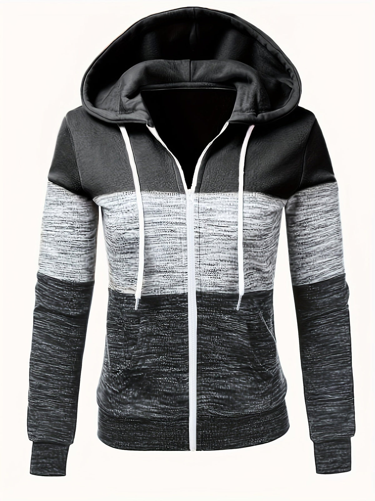 Women's Zip Up Hoodie Patchwork Print Casual Loose Sweatshirt Jacket Peacock Blue Black Dark Pink Mixed S M L XL XXL
