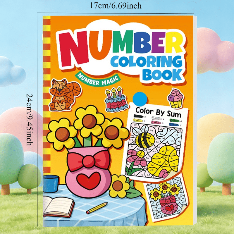 Color by Number Activity Book for Kids - Number Coloring Book with Addition & Subtraction Math Practice, Early Learning How to Draw Craft Kit, Fun Educational Workbook for Boys & Girls Ages 3-8