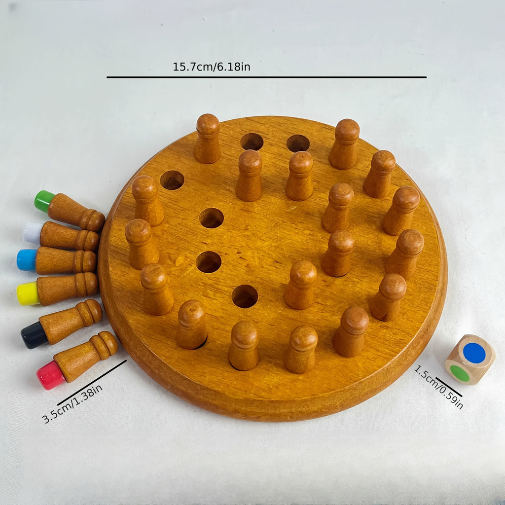 Wooden Color Memory Matching Game for Kids & Family - Upgraded Solid Wood Travel Board Game, Brain Training Strategy Puzzle, Memory Chess for Boys & Girls, Birthday Holiday Gift Ages 3+