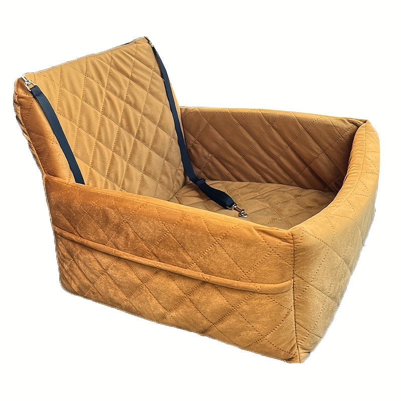 Dog Car Booster Seat with Safety Strap – Cozy Elevated Travel Bed for Small & Medium Dogs, Stable Non-Slip Design, Easy to Clean, 8 Colors Available