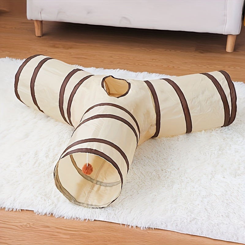 Foldable Cat Tunnel Toy – Collapsible Storable Interactive Pet Tunnel for Indoor Cats, Crinkle Play Tube for Kittens & Adult Cats, Year-Round Use, Easy Storage