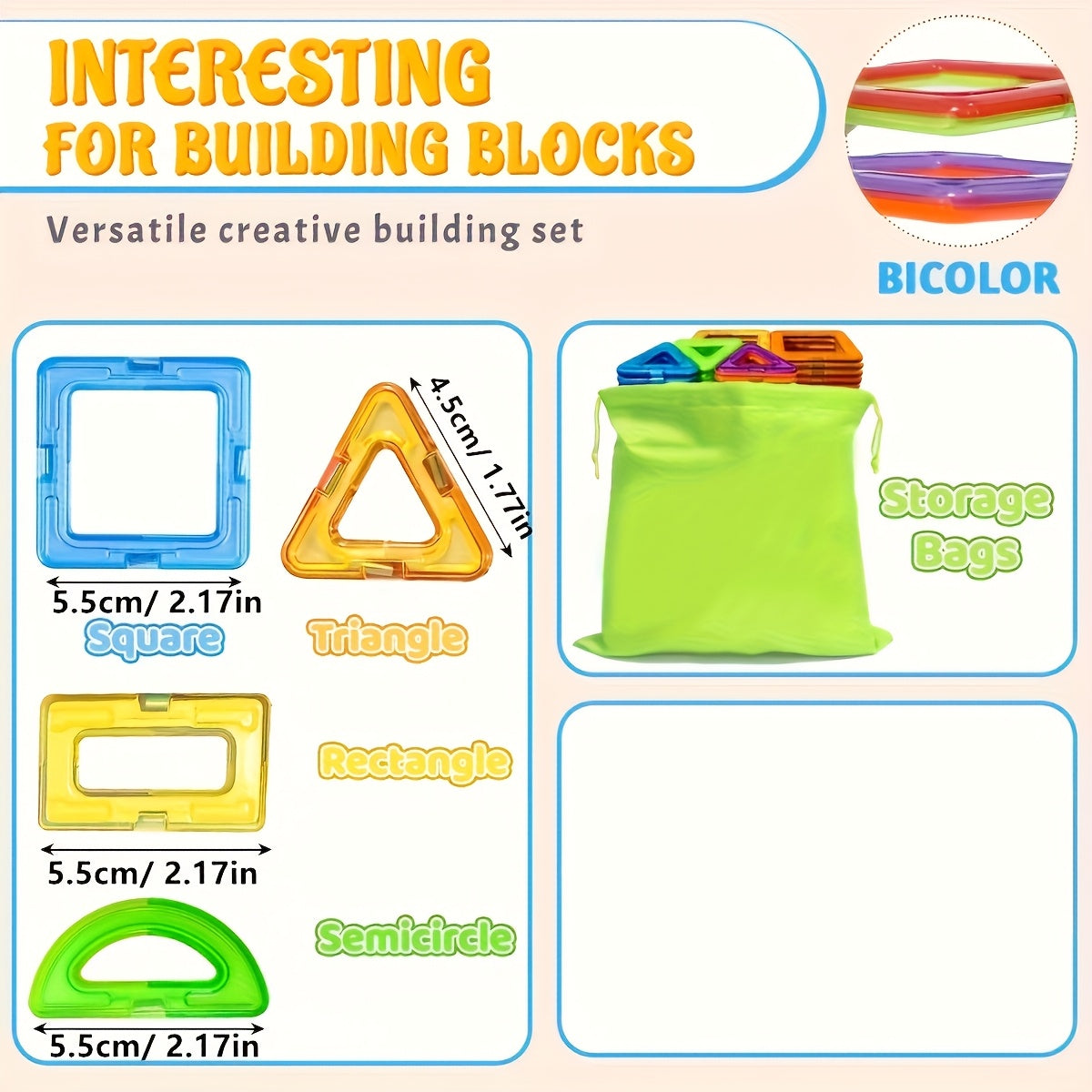 Magnetic Building Blocks 36 Piece Large STEM Construction Toy Set for Kids 3+ Boys Girls ABS Magnet Tiles Creative Learning Puzzle Hands-On Engineering Gift Random Color
