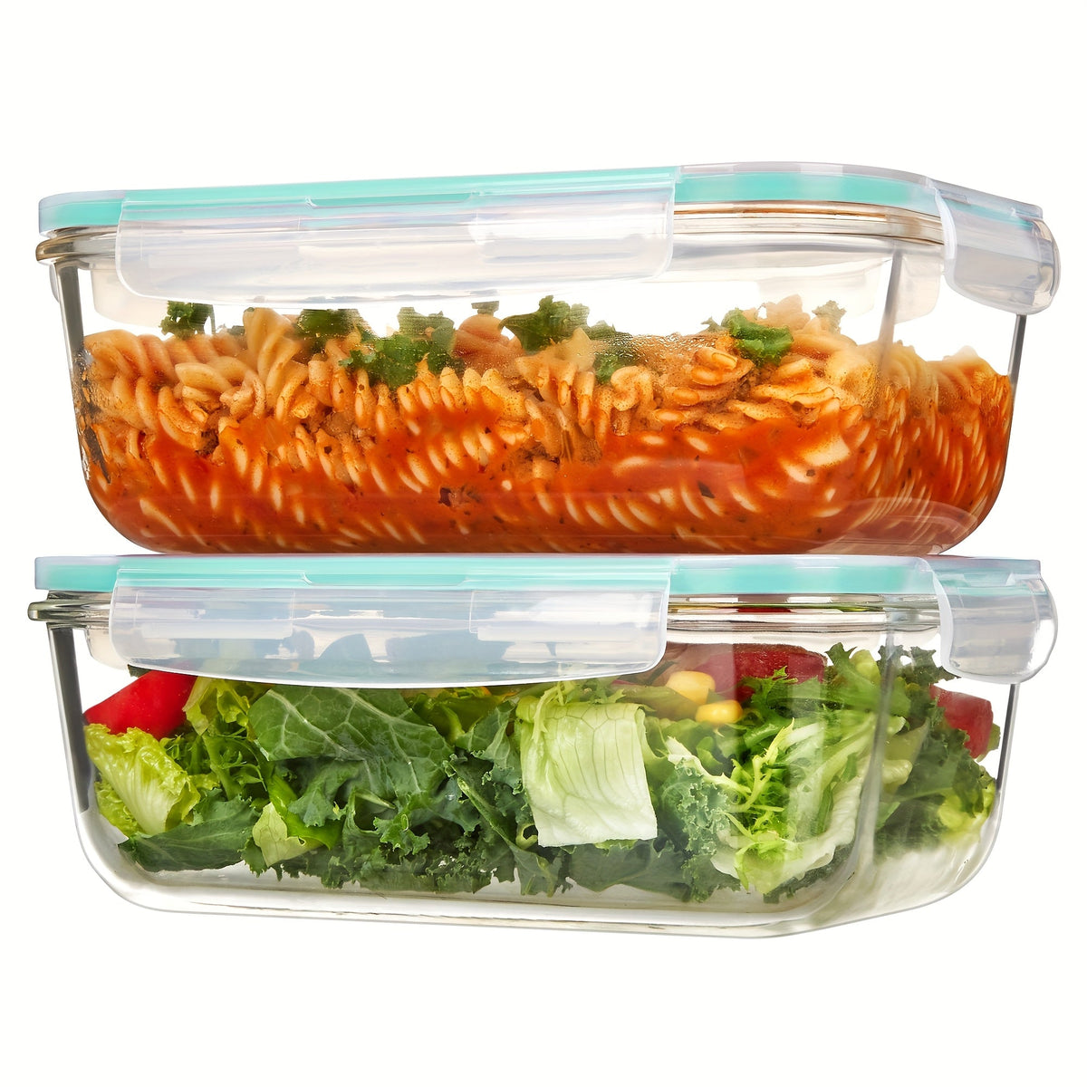 Large Glass Food Storage Containers with Lids 2-Pack 63oz, Borosilicate Glass Meal Prep Containers Airtight Snap Lid, Oven Microwave Freezer & Dishwasher Safe, Leakproof Glass Baking Dish for Family Meals