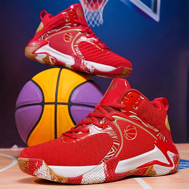 Men's High Top Basketball Shoes Anti-Slip Rubber Sole Breathable Lace-Up Sneakers for Men Durable Sports Running Shoes 3 Colors Sizes US 6.5-13.5 Cushioned Ankle Support
