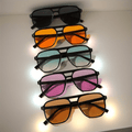 Pilot Square Sunglasses 5pcs Set Large PC Frame UV Protection Unisex Fashion Casual Eyewear for Men and Women Black Frame Multicolor Lenses
