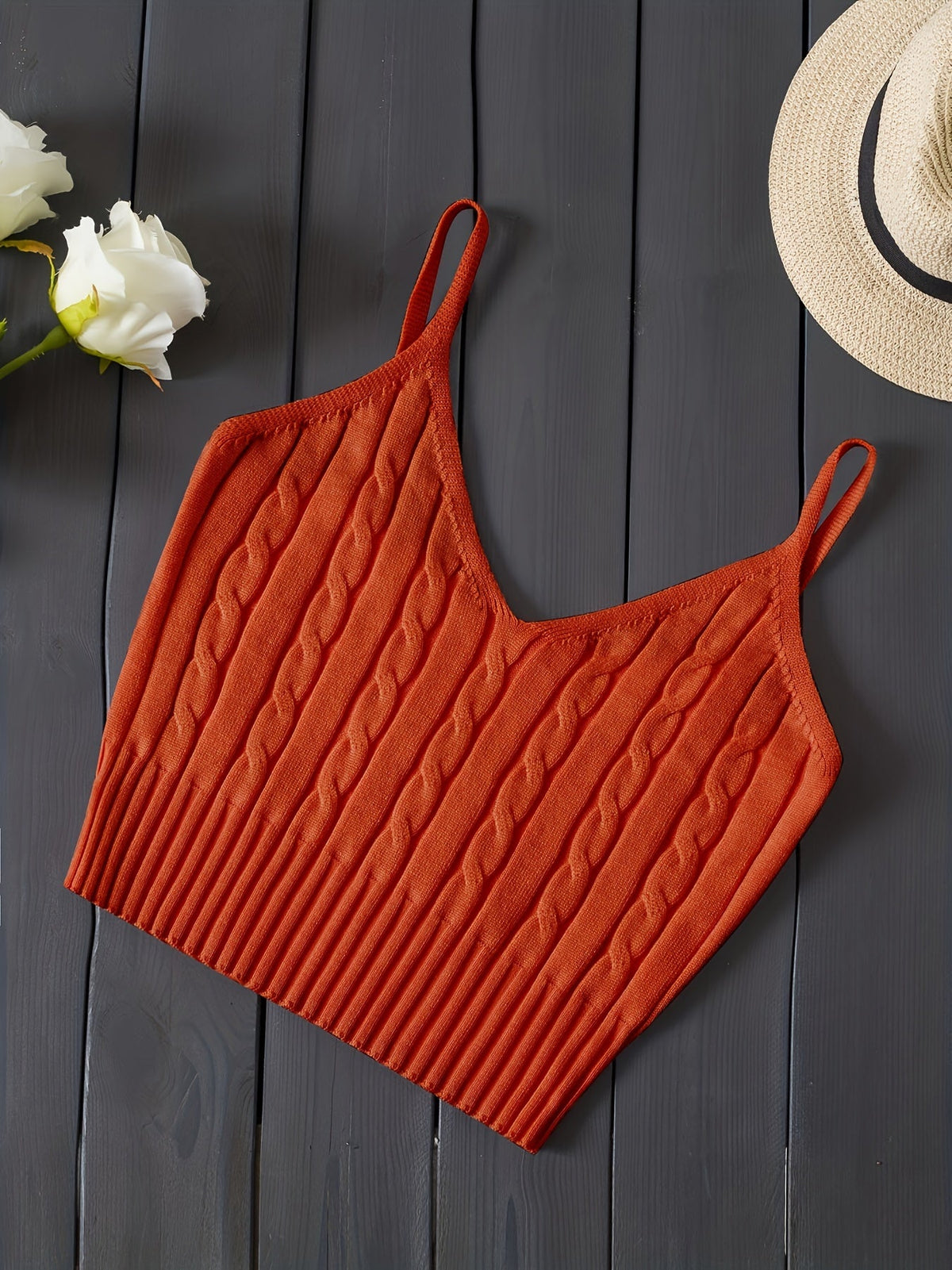 Women's Ribbed V-Neck Tank Top - Stretchy Sleeveless Vest for Layering & Everyday Wear, Beige Casual Summer Cami, Fitted Soft Knit Shirt for Women
