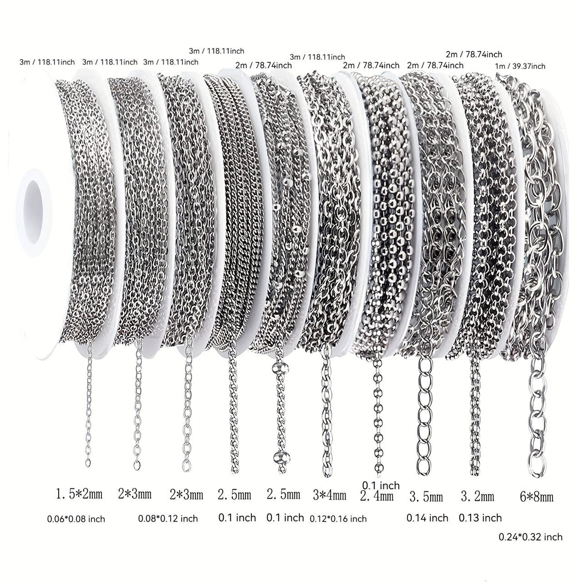304 Stainless Steel Chain Jewelry Making Kit 10 or 15 Rolls 74-75 Feet with Lobster Clasp Toggle Clasp Set for DIY Bracelets Necklaces Anklets Handmade Jewelry Supplies Gold Rose Gold