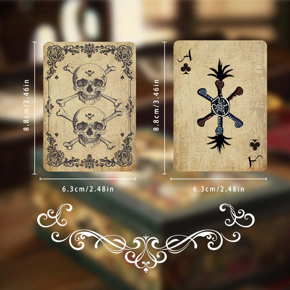 54-Card Vintage Playing Cards Deck Skeleton Pirate Ship Design Poker Cards for Family Board Games Parties Game Night – Unique Retro Style Card Game Gift