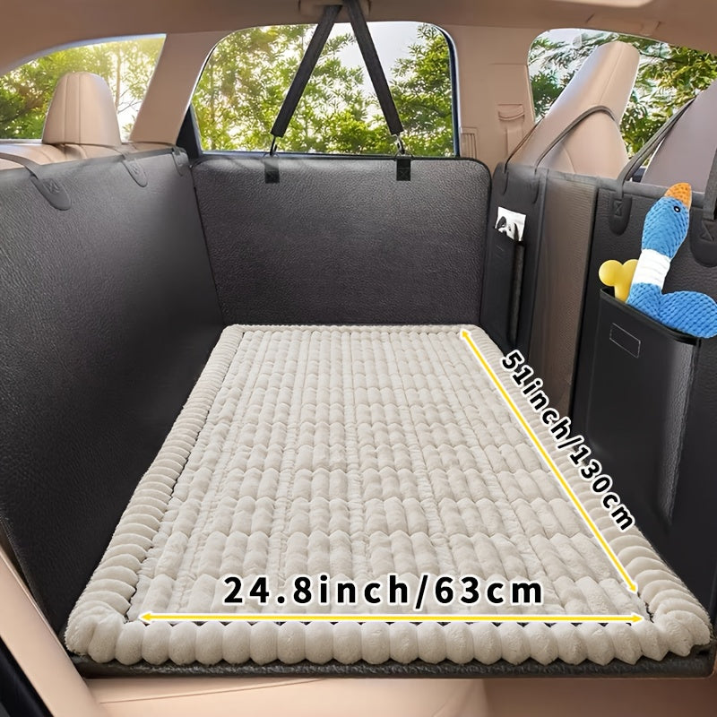 Non-Slip Dog Car Seat Cover Mat – Heavy-Duty Polyester Pet Seat Protector with Rear Extension for SUV, Sedan & Truck, Easy-Clean Floor Liner for All Dog Sizes