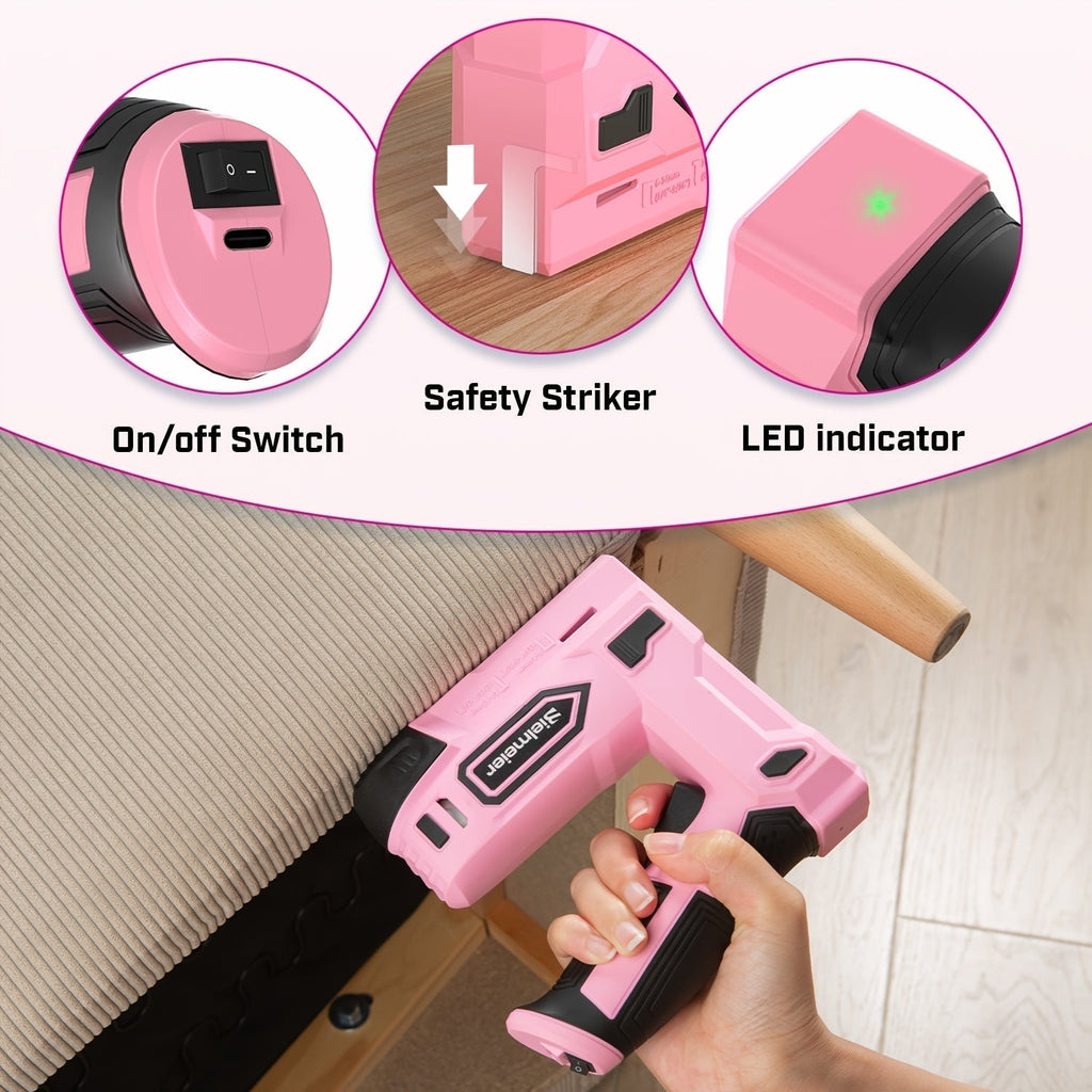 Cordless 2-in-1 Brad Nailer & Stapler Gun 20V – No Compressor Needed, Battery & Charger Included, Safety Guard, 1600/2000 Nails & Staples for Carpentry, Upholstery & DIY