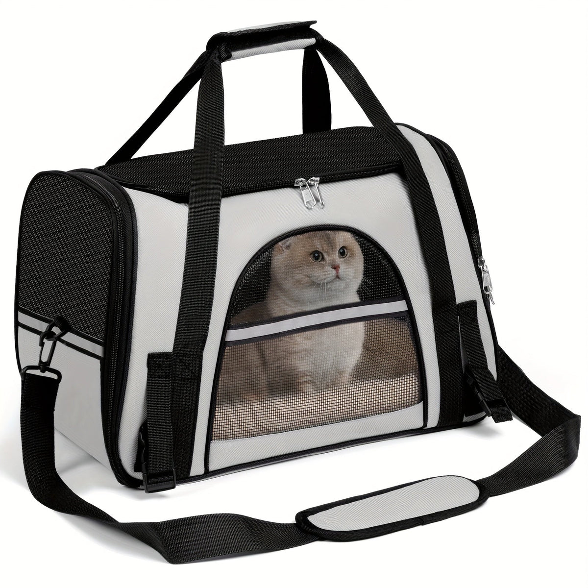 Cat Carrier Backpack Foldable & Ventilated – Airline Approved Pet Travel Bag with Secure Anti-Escape Zipper, Spacious Collapsible Design for Cats & Small Dogs, Breathable Car & Plane Travel Carrier