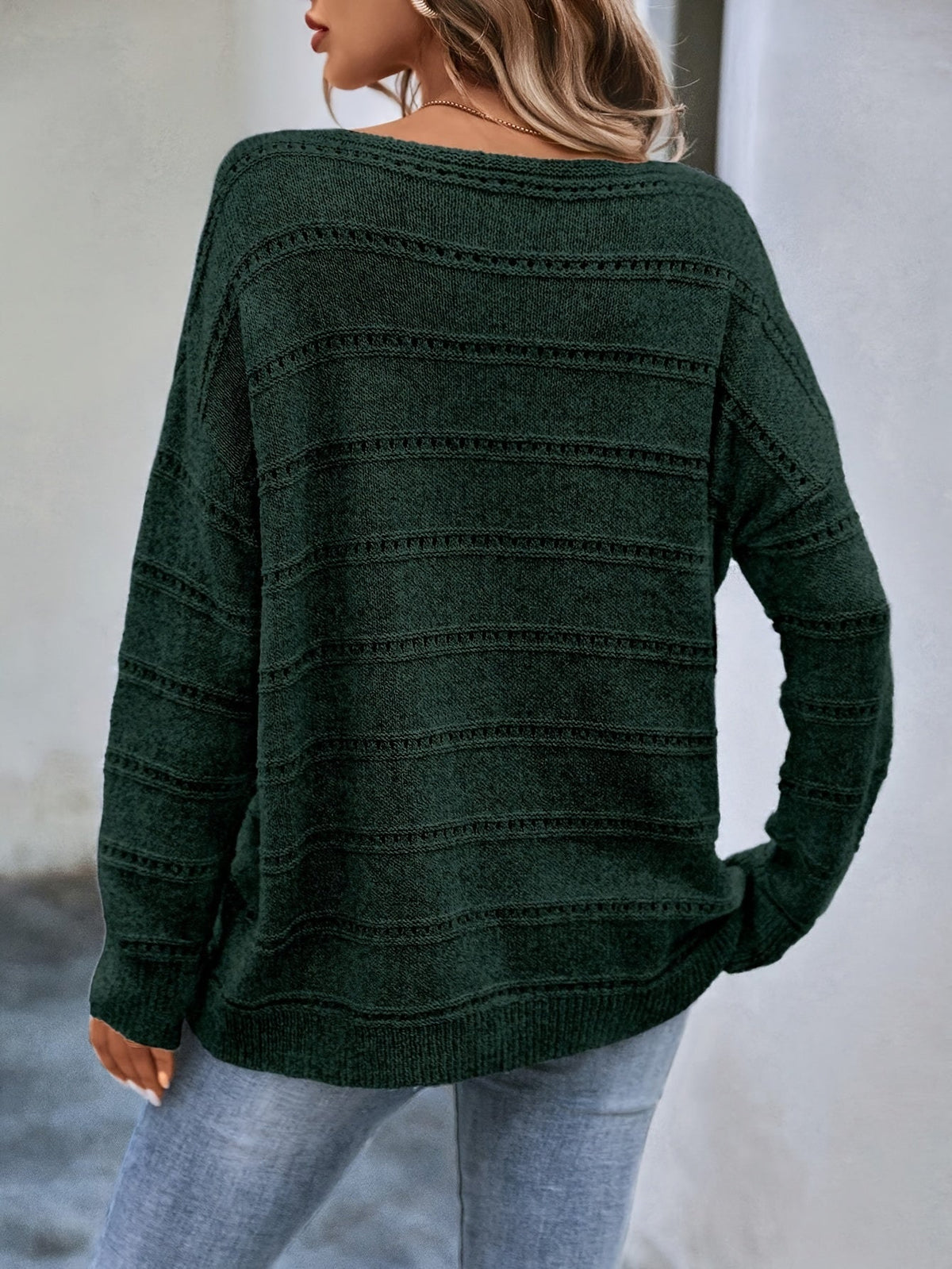 Women's Off-Shoulder Sweater - Solid Color Boat Neck Loose Knit Pullover | Casual Cozy Fall Winter Top Oversized Fashion Ladies Sweater