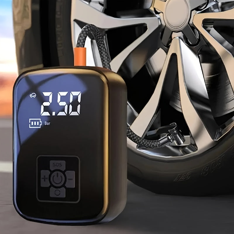 Portable Tire Inflator 100W Cordless Air Pump 4000mAh Battery 30-Second Inflation 5 Modes Digital PSI Display Type-C Charging LED Light Multi-Nozzle for Car Motorcycle Bicycle Ball