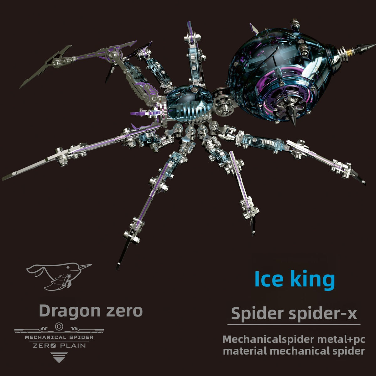 Mechanical Spider Metal Construction Kit - Intricate 3D Metal Model Building Set for Adults Ages 18+, Battery-Powered Figurine, Red Vermilion | STEM Desk Decor Gift for Men Boys Collectors