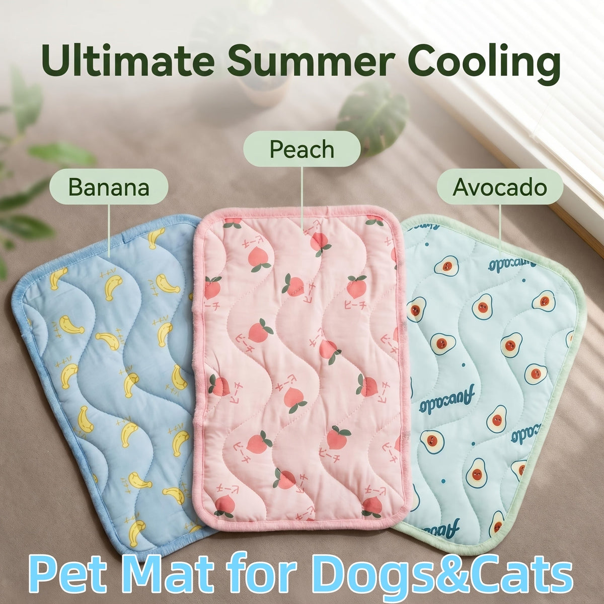Pet Cooling Mat for Summer – Non-Slip Bite-Resistant Ice Cooling Pad for Dogs & Cats, Self-Cooling Pressure-Activated Gel Mat for Indoor Outdoor Use, Keeps Pets Cool in Hot Weather