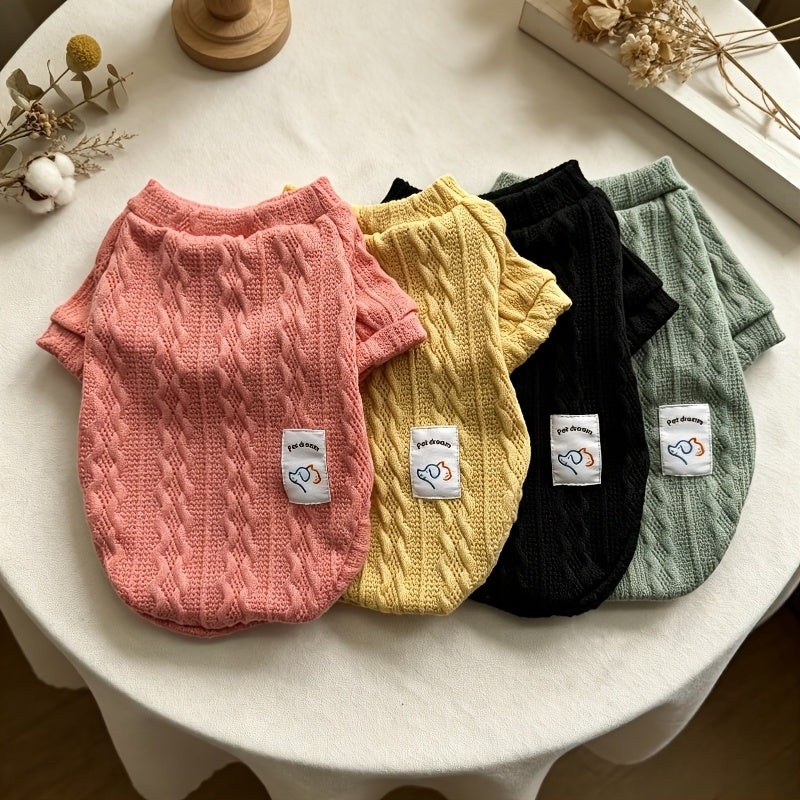 Pet Sweater Set 4Pcs for Dogs & Cats - Autumn Winter Warm Knit Sweaters XS-XL, Mixed Colors Puppy Cat Clothes Bundle, Small Dog Outfit Holiday Gift