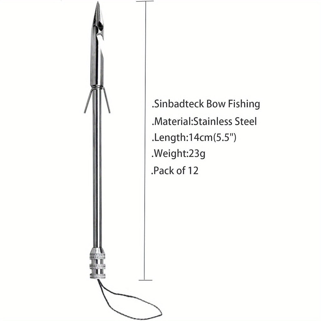 12-Pack Stainless Steel Fishing Slingshot Arrowheads – Detachable Bowfishing Arrow Tips, Slingshot Fishing Darts for Bow Fishing & Slingshot Shooting, Replacement Broadheads Fishing Accessories