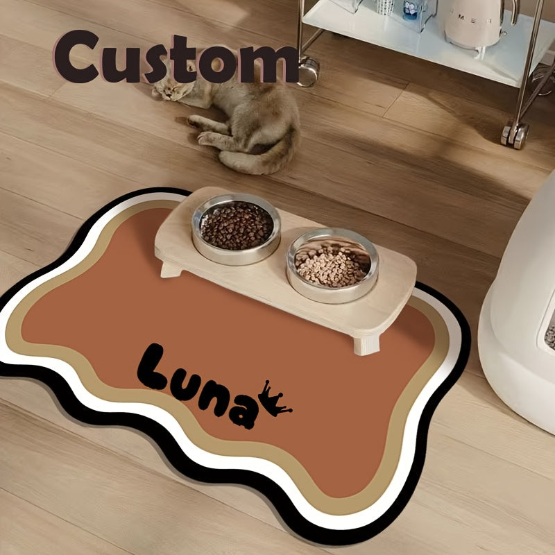 Personalized Pet Food Mat with Custom Name Non-Slip Leak-Proof Dog and Cat Feeding Mat – Stylish Waterproof Pet Bowl Mat for Dogs Cats Ideal Personalized Gift for Pet Owners