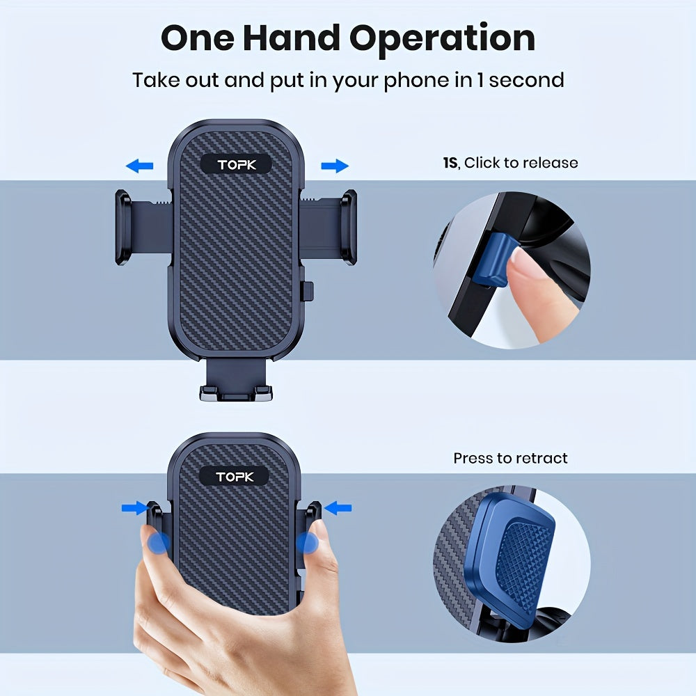 Air Vent Car Phone Holder with Metal Hook Clip – Adjustable Secure Grip, Ergonomic Design, Universal Fit for iPhone 15 14 13 Samsung Galaxy Android, Hands-Free Driving Mount, Black