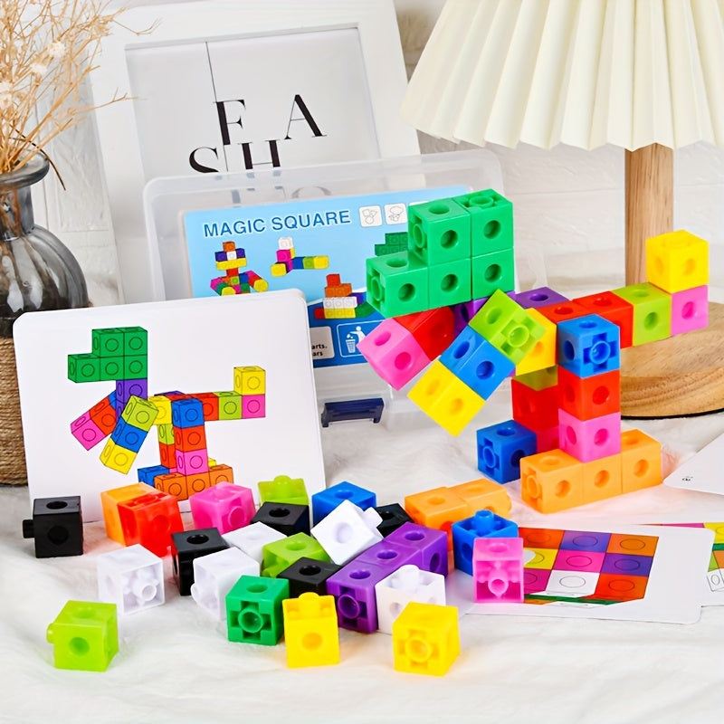 Interlocking Cube Building Blocks Snap Puzzle for Kids – Versatile STEM Preschool Toy for Logical Thinking, Fine Motor Skills & Creative Construction Play | Educational Gift for Boys & Girls Ages 3+