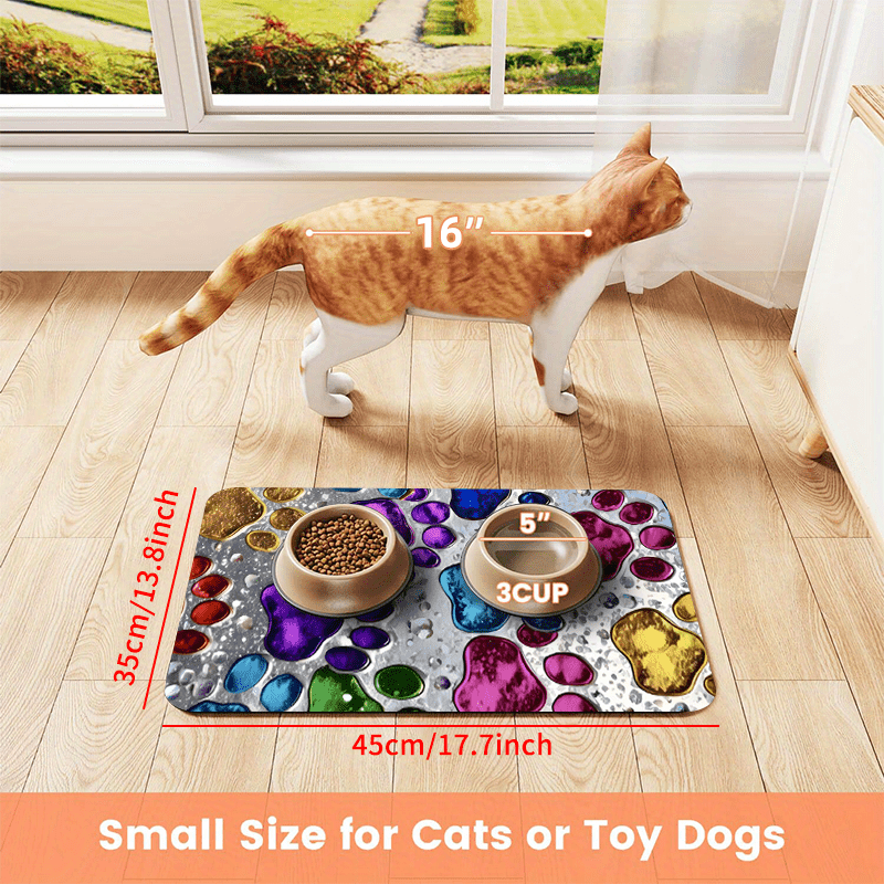 Waterproof Pet Feeding Mat for Dogs & Cats – Non-Slip Spill-Proof Food Mat, Quick-Dry Absorbent Floor Protector for Hardwood & Carpet, Heavy-Duty Polyester Mat for Messy Eaters & Large Breeds