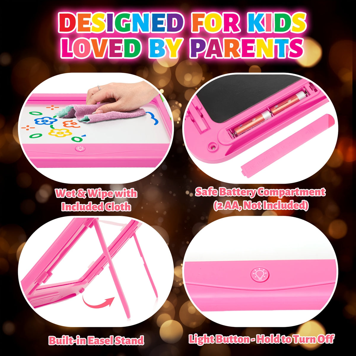 LED Light Up Drawing Board for Kids 8 Light FX Modes Doodle Tracing Art Set with 9 Double-Sided Cards 6 Washable Markers Flip Stand Creative STEM Toy Birthday Christmas Gift Girls Boys Ages 3-8