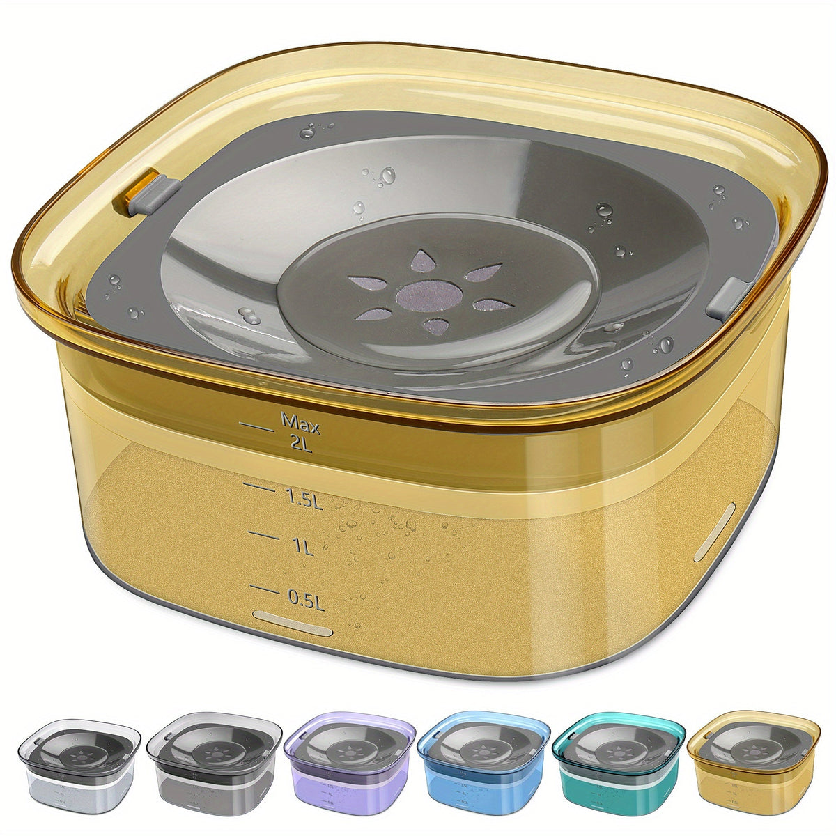 Dog Water Bowl 2L No-Spill Large Capacity – Slow Water Feeder with Transparent Design & Anti-Spill Floating Disk, Spill-Proof Pet Water Dispenser for Dogs and Cats, Easy to Clean Travel Bowl