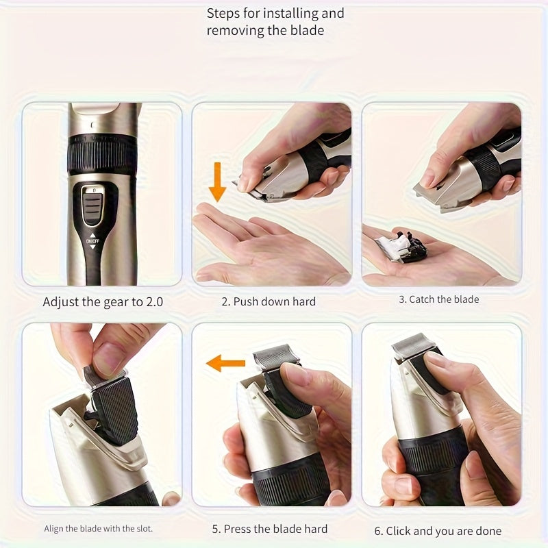 Professional High-Power Pet Grooming Clipper Heavy-Duty Electric Dog Cat Hair Trimmer for Large Breeds Teddy Poodle Salon Use Low Noise Corded Clipper Golden