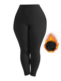 Women's Plus Size Yoga Pants with Pockets – High-Waist Fleece-Lined Warm Leggings for Fall & Winter, Tight-Fitting Elastic Sports Base Layer Pants, Sizes 1XL-5XL in Black, Gray, Burgundy & Navy