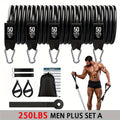 Resistance Bands Set 5pcs 250LBS – Heavy Duty Break-Resistant Exercise Bands for Men & Women, Home Gym Workout Expanders for Muscle Training, Yoga, Pilates, Stretching