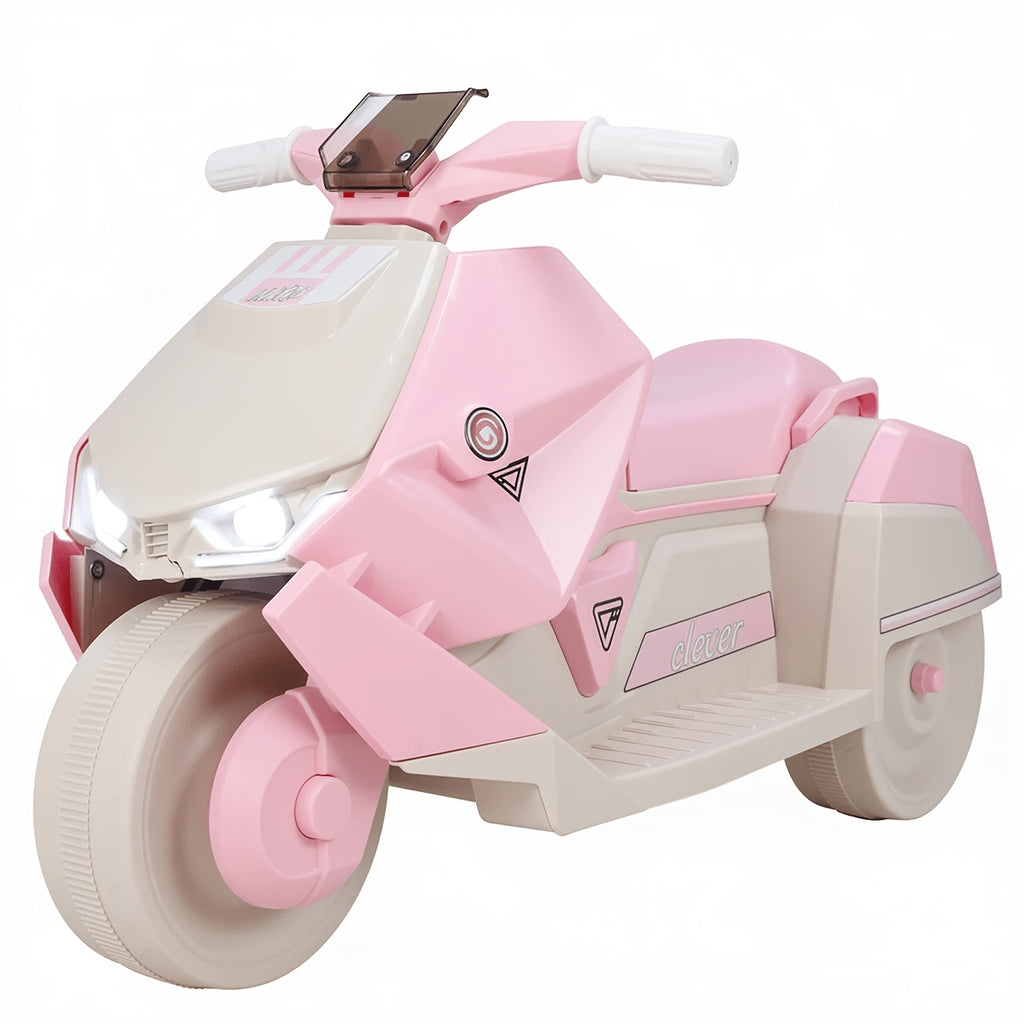 6V Battery Powered Kids Ride On Motorcycle Toy for Boys Girls Ages 3-6 with LED Lights Interstellar Music Realistic Engine Sounds All-Terrain Tires USB MP3 Support Pink Blue Green Birthday Gift