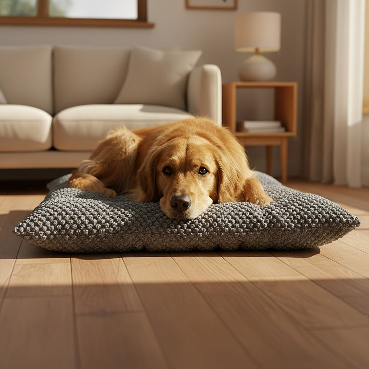 Extra Large Plush Dog Crate Pad Mattress - Thickened Ultra-Soft Polyester Dog Bed for Small Medium Large Dogs & Cats, Oversized Rectangular Kennel Mat with Reversible Pillow, Non-Slip Washable Pet Bed