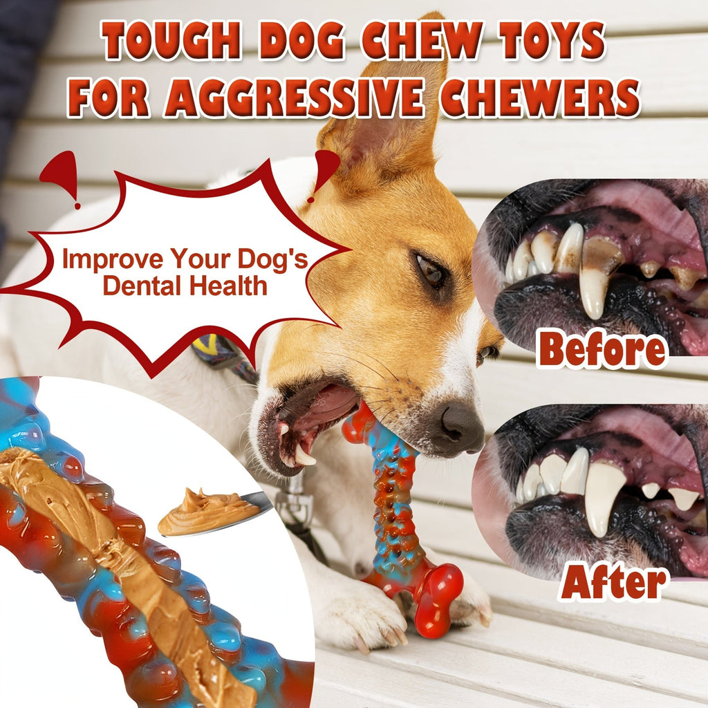Tough Dog Chew Toys for Aggressive Chewers Large Breed - Indestructible Durable Dog Toys Set for Heavy Chewers, Natural Rubber Chew Toys for Large Medium Dogs, 1pc 2pcs 3pcs 4pcs Value Pack