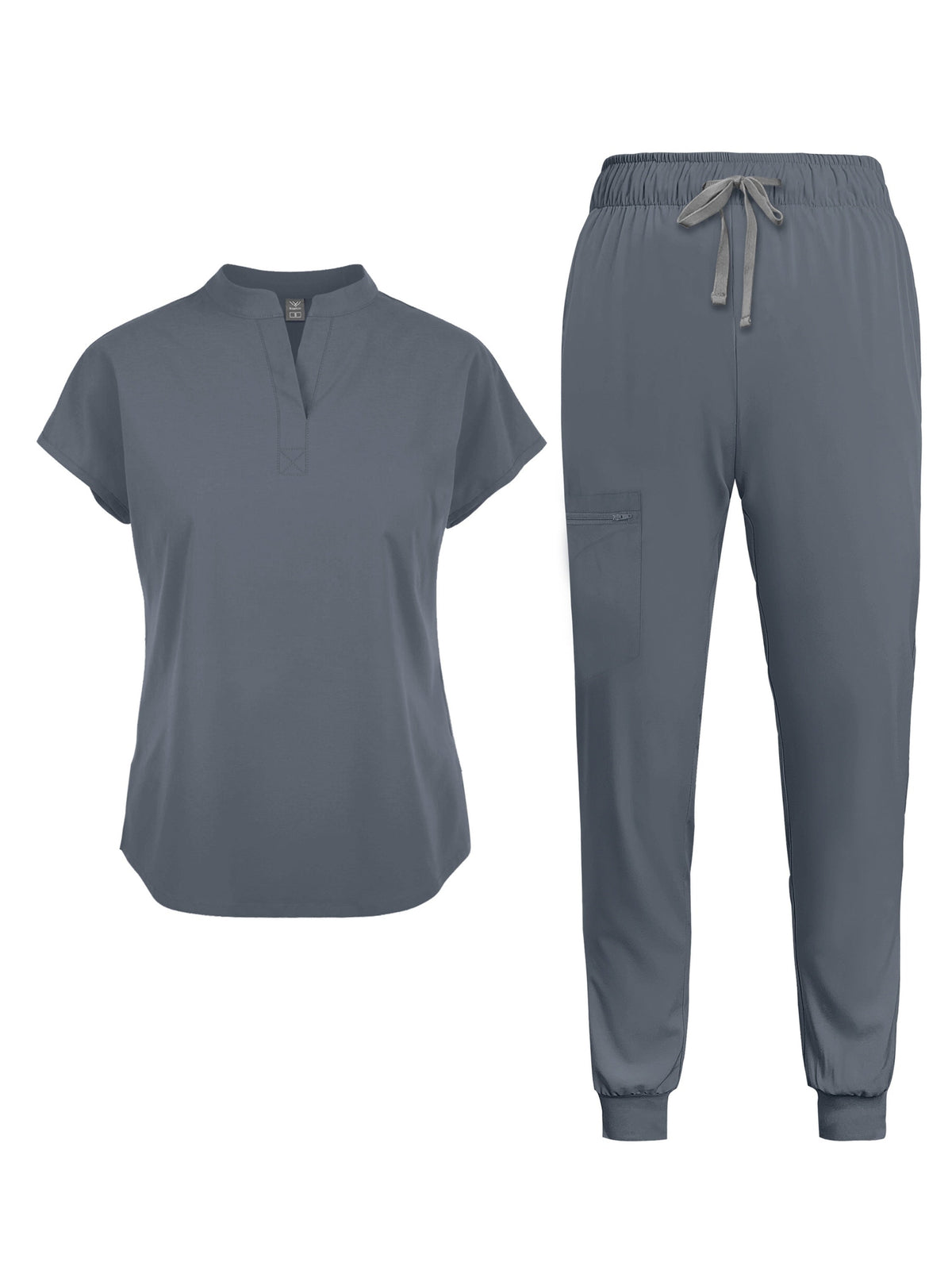 Women's Scrub Set with Pockets - Nurse Scrubs Short Sleeve Tunic and Pants, Mandarin Collar Solid Color Medical Uniform, All-Season Workwear for Nurses Dental Professionals S M L XL