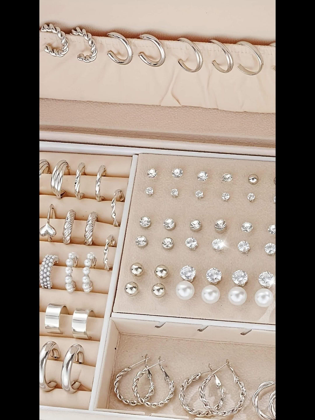 102-Piece Women's Earrings Set - Elegant Imitation Pearl Rhinestone Hoop Ear Cuffs Heart & Geometry Studs, Stainless Steel Hypoallergenic Fashion Jewelry for Daily Wear Parties Dates & Gifts