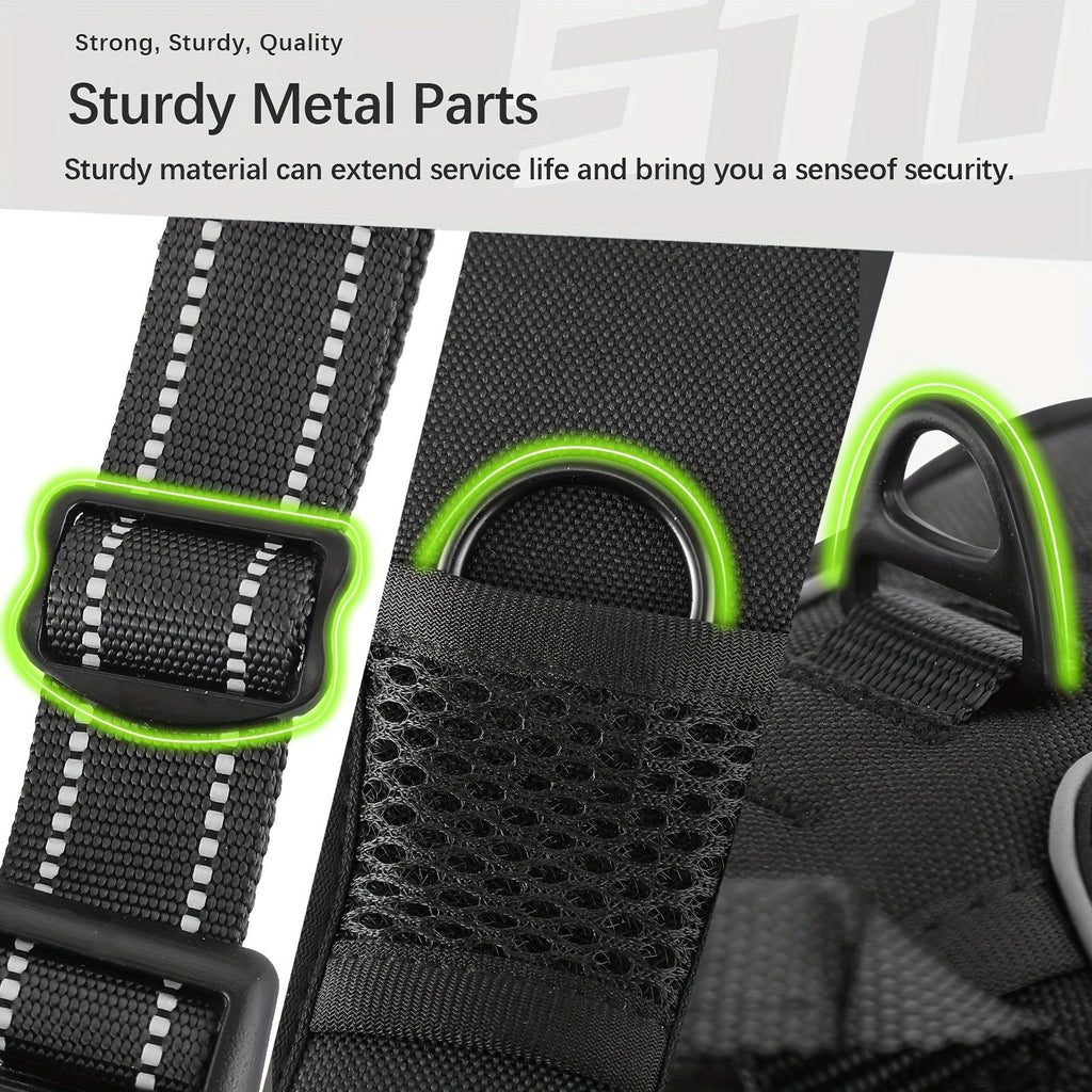 Dog Harness Leash and Poop Bag Dispenser Set 3-Piece Escape-Proof Adjustable Breathable Vest Harness for Medium Large Dogs with Reflective Strips – No-Pull Padded Dog Walking Kit with Waste Bag Holder