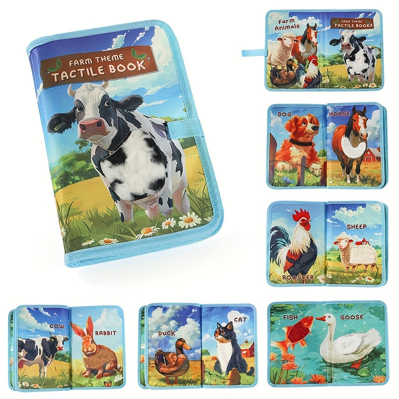 Animal Touch & Feel Book for Toddlers – Interactive Tactile Sensory Learning Book with Rip-Resistant Polyester Pages – Wildlife, Dinosaurs & Farm Animals – Cognitive Development Gift for Babies & Preschool Kids Ages 0-3