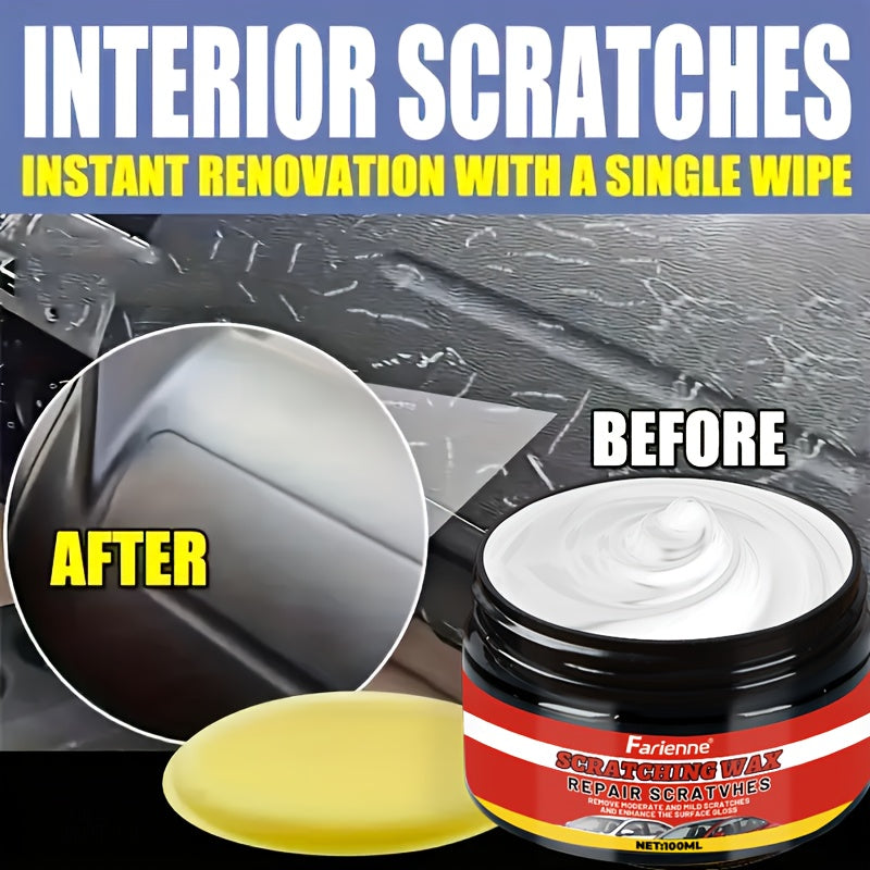 Nano Gloss Car Scratch Repair Wax Kit 100G with Clay Bar & Sponge Removes Scratches Swirls Matte Imperfections All Car Paint Colors Auto Paint Restoration Polish Car Detailing Care