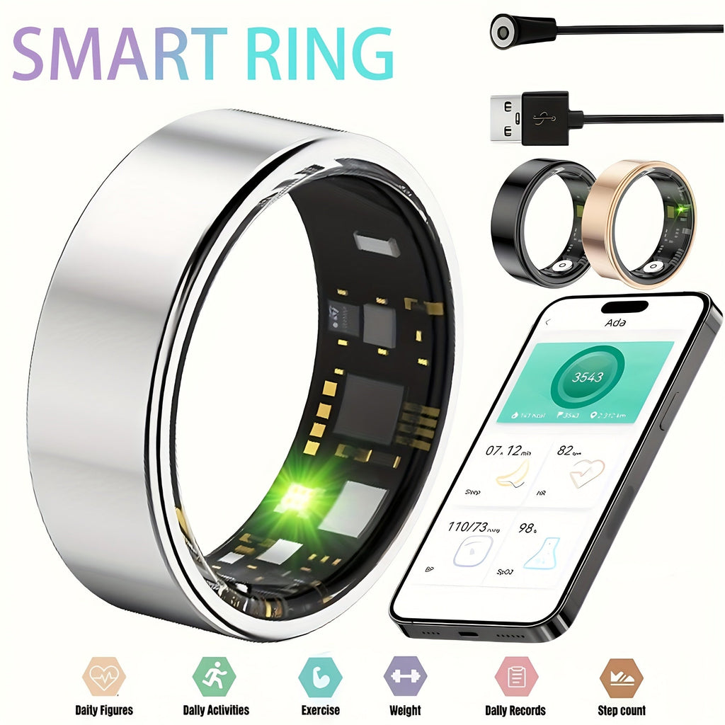 Smart Ring for Women & Men – IP68 Waterproof Fitness Tracker with Sleep Tracking, Step Counter, Exercise Monitoring & Camera Control, Lightweight Health Ring Compatible with iPhone & Android