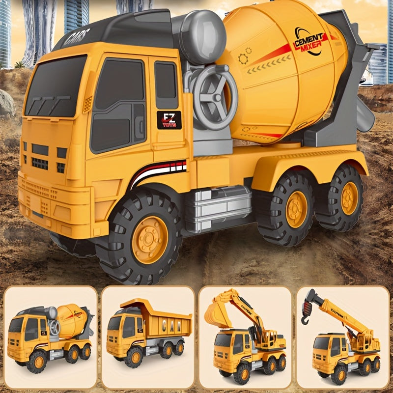 Large Engineering Construction Vehicle Toy for Kids - Choose Excavator, Crane, Mixer Truck or Dump Loader | Manual Operation Simulation Truck, STEM Construction Toy for Boys Ages 3+, Birthday Gift