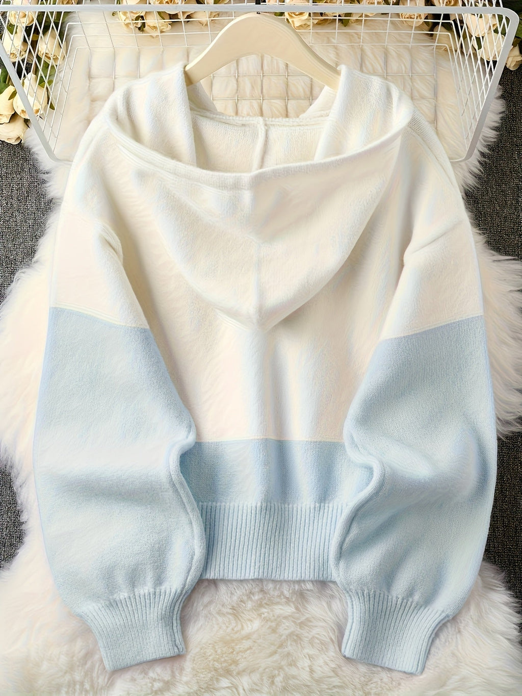 Women's Color Block Hoodie Cardigan Casual Loose Cropped – Lightweight Spring Summer Sporty Zip-Up Sweatshirt Jacket, Pastel Aesthetic Top for Daily Wear Office Parties S M L XL XXL