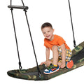 Outdoor Surfing Tree Swing Platform Swing with Soft Foam Handles Adjustable Height 39-63 Inch Saucer Swing Metal Frame 333 lbs Capacity for Kids Backyard Garden